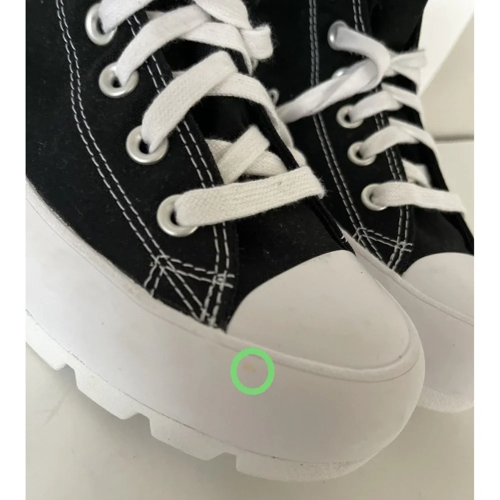 Converse Women Chuck Taylor All Star Platform Black White Canvas Shoes Size 9